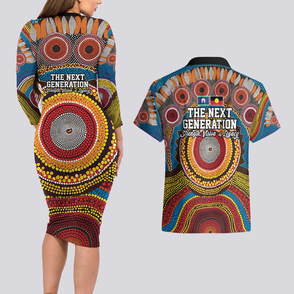 A Bright Future NAIDOC 2025 Couples Matching Long Sleeve Bodycon Dress and Hawaiian Shirt Aboriginal Indigenous Art