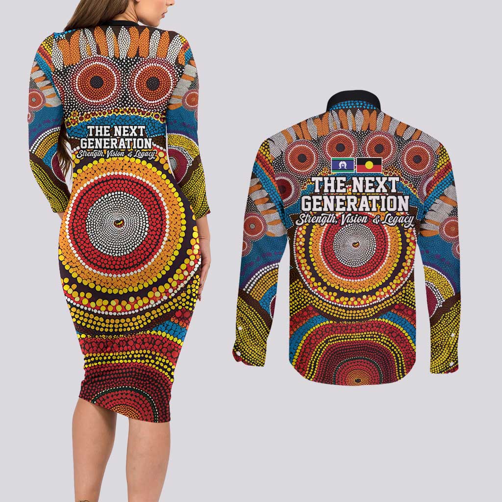A Bright Future NAIDOC 2025 Couples Matching Long Sleeve Bodycon Dress and Long Sleeve Button Shirt Aboriginal Indigenous Art