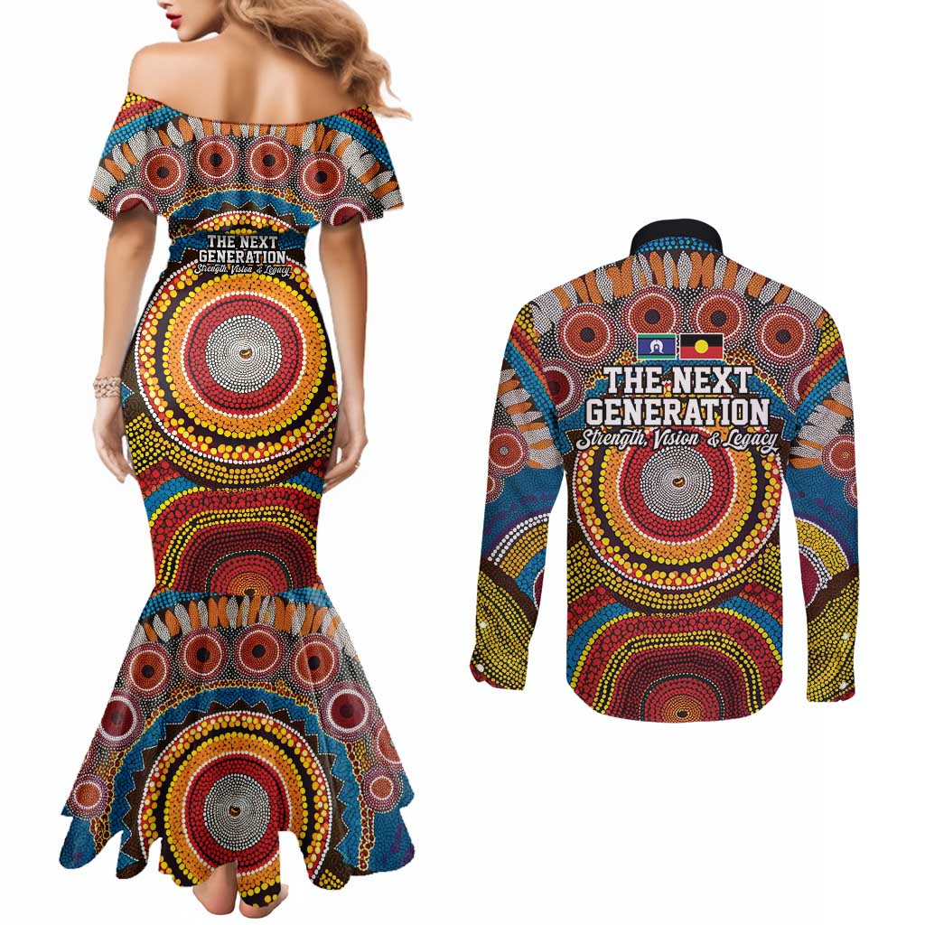 A Bright Future NAIDOC 2025 Couples Matching Mermaid Dress and Long Sleeve Button Shirt Aboriginal Indigenous Art