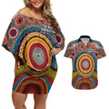 A Bright Future NAIDOC 2025 Couples Matching Off Shoulder Short Dress and Hawaiian Shirt Aboriginal Indigenous Art