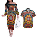 A Bright Future NAIDOC 2025 Couples Matching Off The Shoulder Long Sleeve Dress and Hawaiian Shirt Aboriginal Indigenous Art