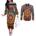 A Bright Future NAIDOC 2025 Couples Matching Off The Shoulder Long Sleeve Dress and Long Sleeve Button Shirt Aboriginal Indigenous Art