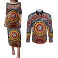 A Bright Future NAIDOC 2025 Couples Matching Puletasi and Long Sleeve Button Shirt Aboriginal Indigenous Art