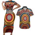 A Bright Future NAIDOC 2025 Couples Matching Short Sleeve Bodycon Dress and Hawaiian Shirt Aboriginal Indigenous Art