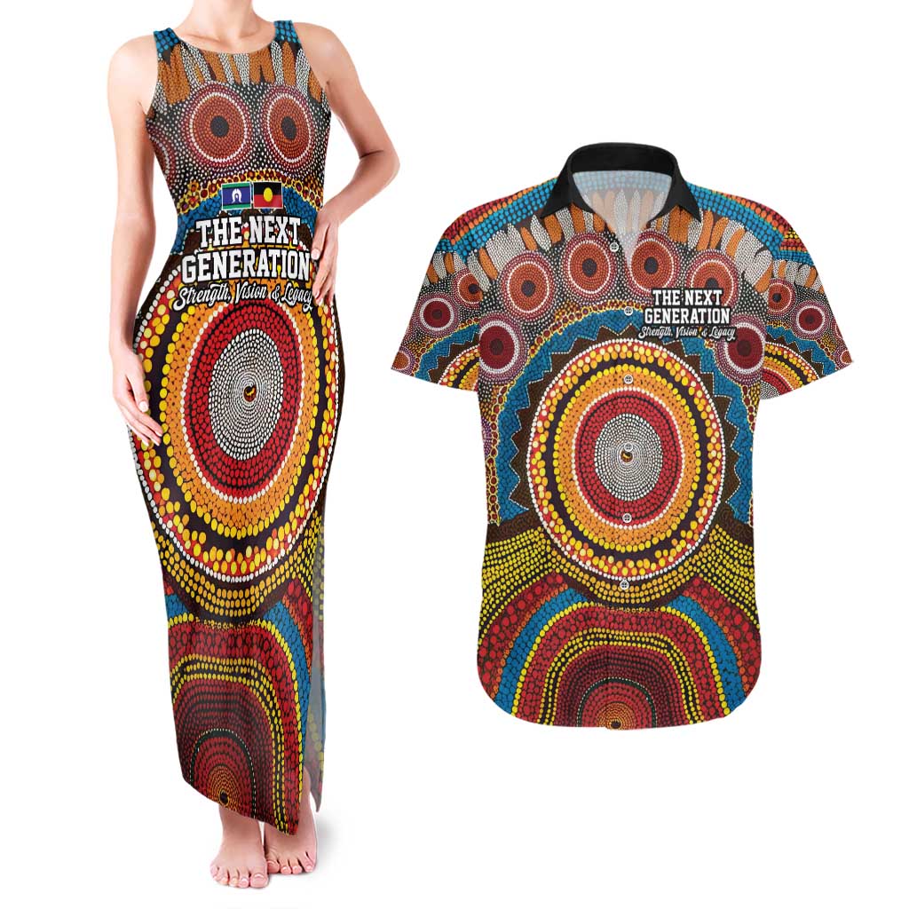 A Bright Future NAIDOC 2025 Couples Matching Tank Maxi Dress and Hawaiian Shirt Aboriginal Indigenous Art