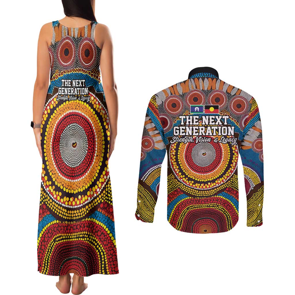 A Bright Future NAIDOC 2025 Couples Matching Tank Maxi Dress and Long Sleeve Button Shirt Aboriginal Indigenous Art