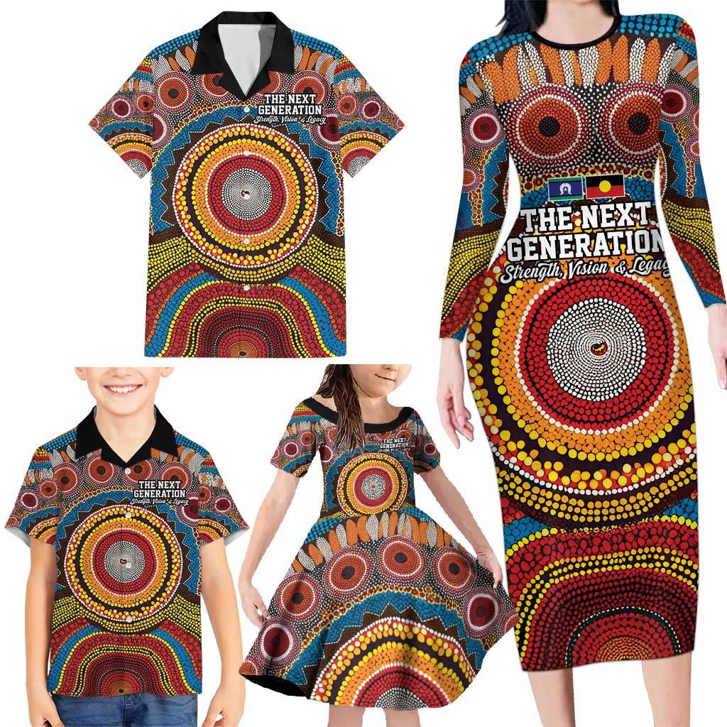 A Bright Future NAIDOC 2025 Family Matching Long Sleeve Bodycon Dress and Hawaiian Shirt Aboriginal Indigenous Art