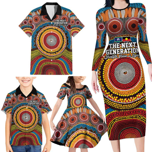 A Bright Future NAIDOC 2025 Family Matching Long Sleeve Bodycon Dress and Hawaiian Shirt Aboriginal Indigenous Art