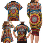 A Bright Future NAIDOC 2025 Family Matching Long Sleeve Bodycon Dress and Hawaiian Shirt Aboriginal Indigenous Art