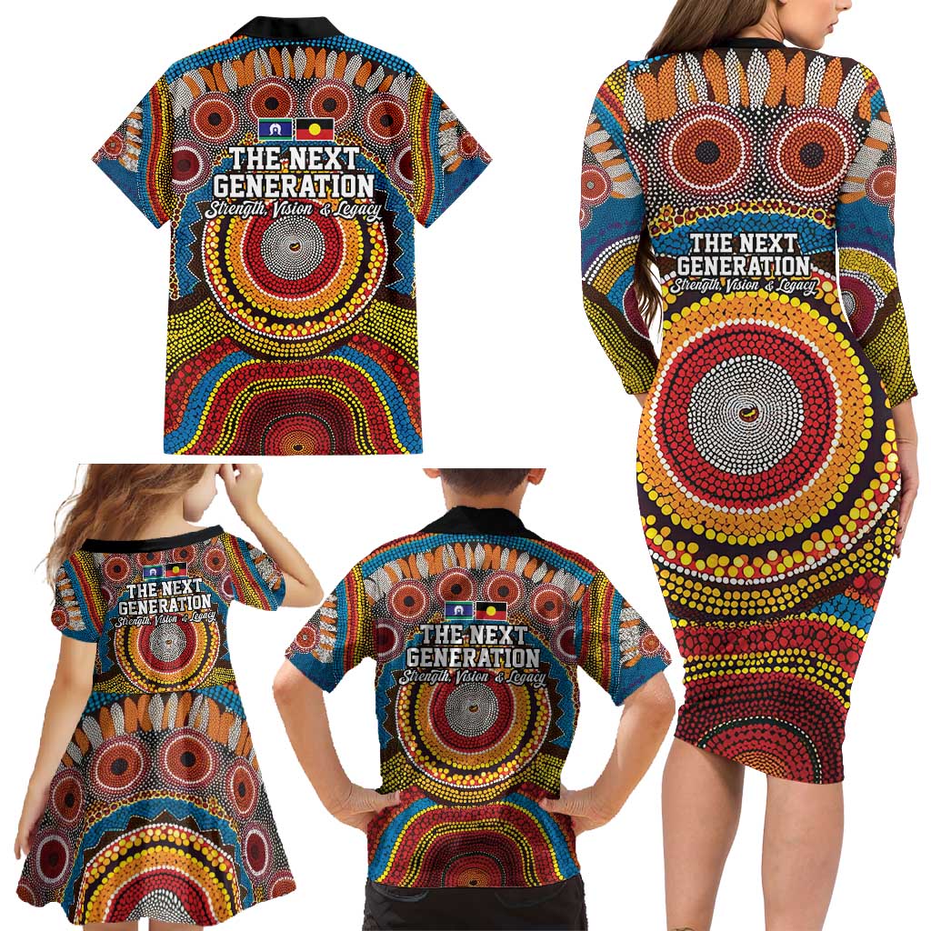 A Bright Future NAIDOC 2025 Family Matching Long Sleeve Bodycon Dress and Hawaiian Shirt Aboriginal Indigenous Art