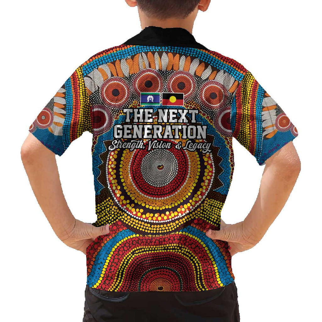 A Bright Future NAIDOC 2025 Family Matching Off The Shoulder Long Sleeve Dress and Hawaiian Shirt Aboriginal Indigenous Art