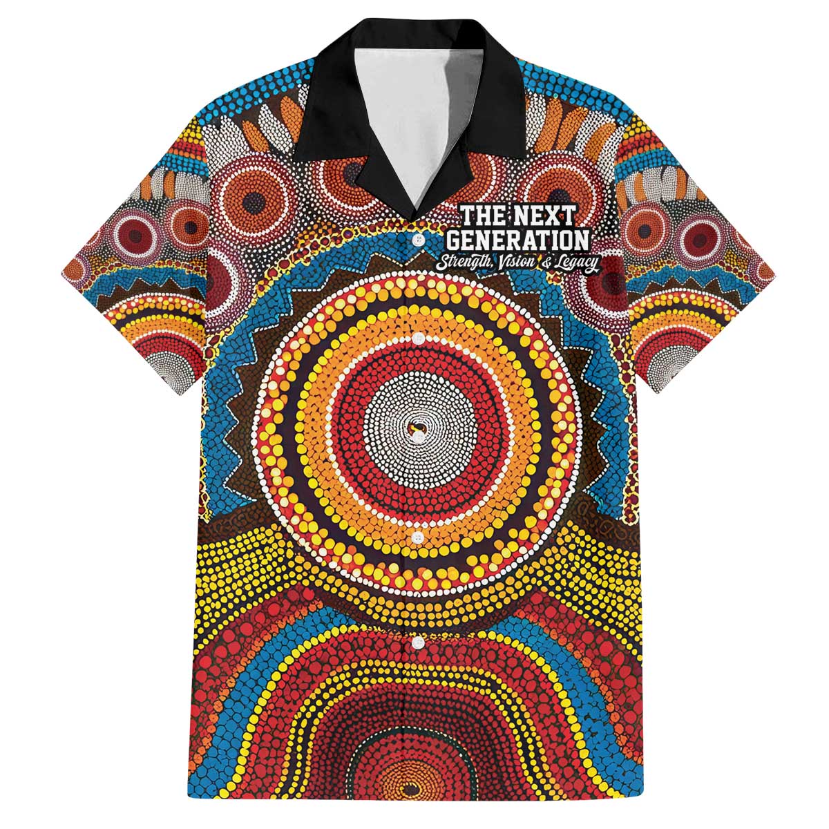 A Bright Future NAIDOC 2025 Family Matching Off The Shoulder Long Sleeve Dress and Hawaiian Shirt Aboriginal Indigenous Art