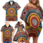 A Bright Future NAIDOC 2025 Family Matching Off Shoulder Short Dress and Hawaiian Shirt Aboriginal Indigenous Art