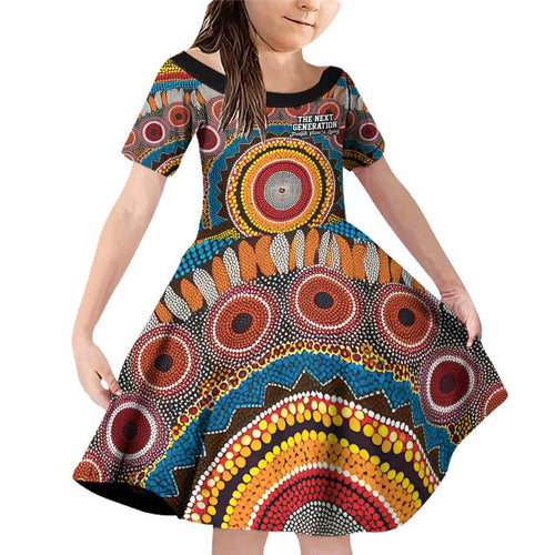 A Bright Future NAIDOC 2025 Family Matching Off Shoulder Short Dress and Hawaiian Shirt Aboriginal Indigenous Art
