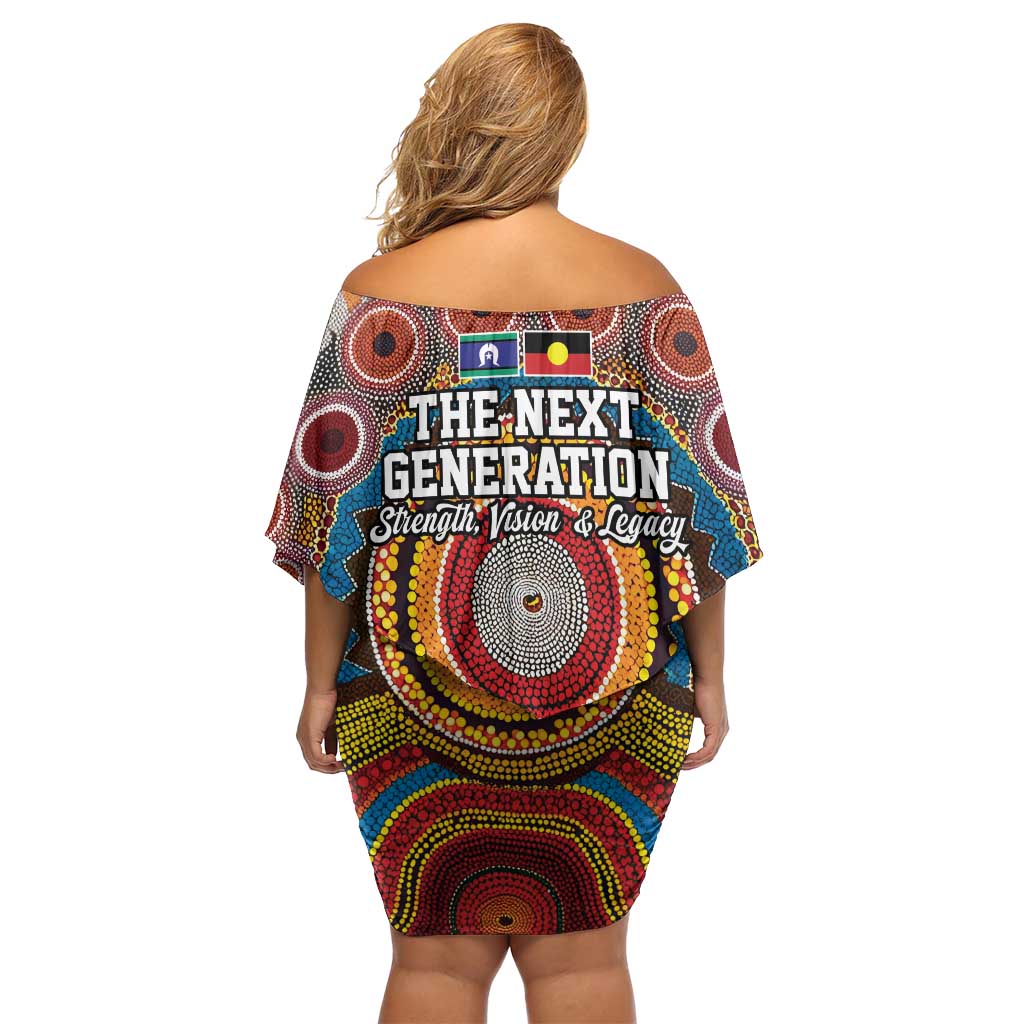 A Bright Future NAIDOC 2025 Family Matching Off Shoulder Short Dress and Hawaiian Shirt Aboriginal Indigenous Art