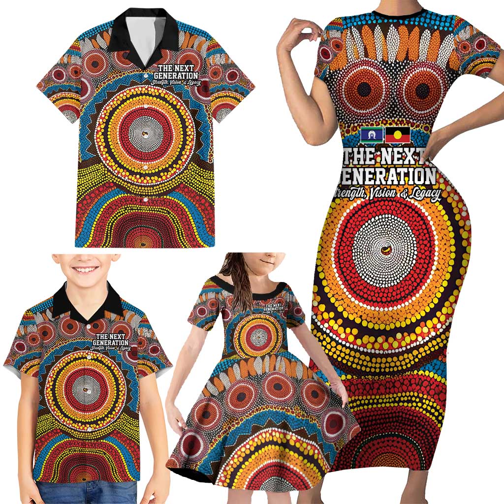 A Bright Future NAIDOC 2025 Family Matching Short Sleeve Bodycon Dress and Hawaiian Shirt Aboriginal Indigenous Art