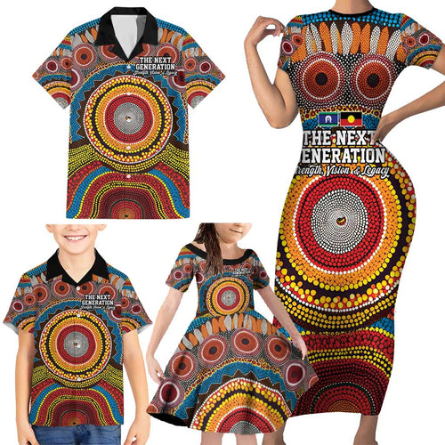 A Bright Future NAIDOC 2025 Family Matching Short Sleeve Bodycon Dress and Hawaiian Shirt Aboriginal Indigenous Art