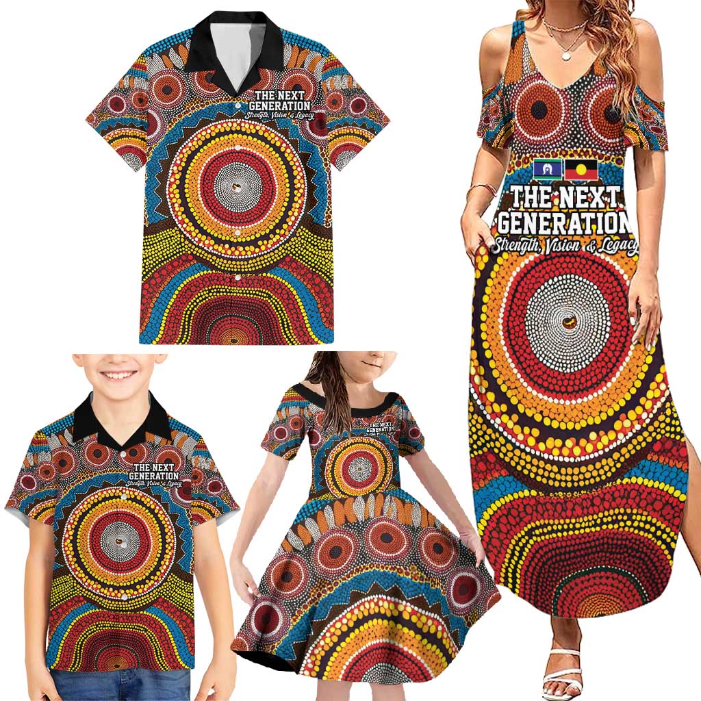 A Bright Future NAIDOC 2025 Family Matching Summer Maxi Dress and Hawaiian Shirt Aboriginal Indigenous Art