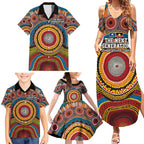 A Bright Future NAIDOC 2025 Family Matching Summer Maxi Dress and Hawaiian Shirt Aboriginal Indigenous Art