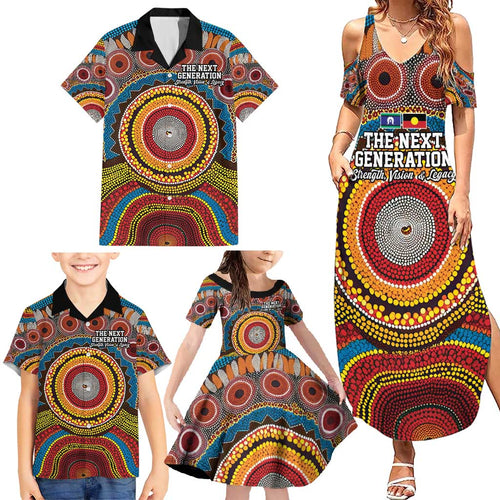 A Bright Future NAIDOC 2025 Family Matching Summer Maxi Dress and Hawaiian Shirt Aboriginal Indigenous Art