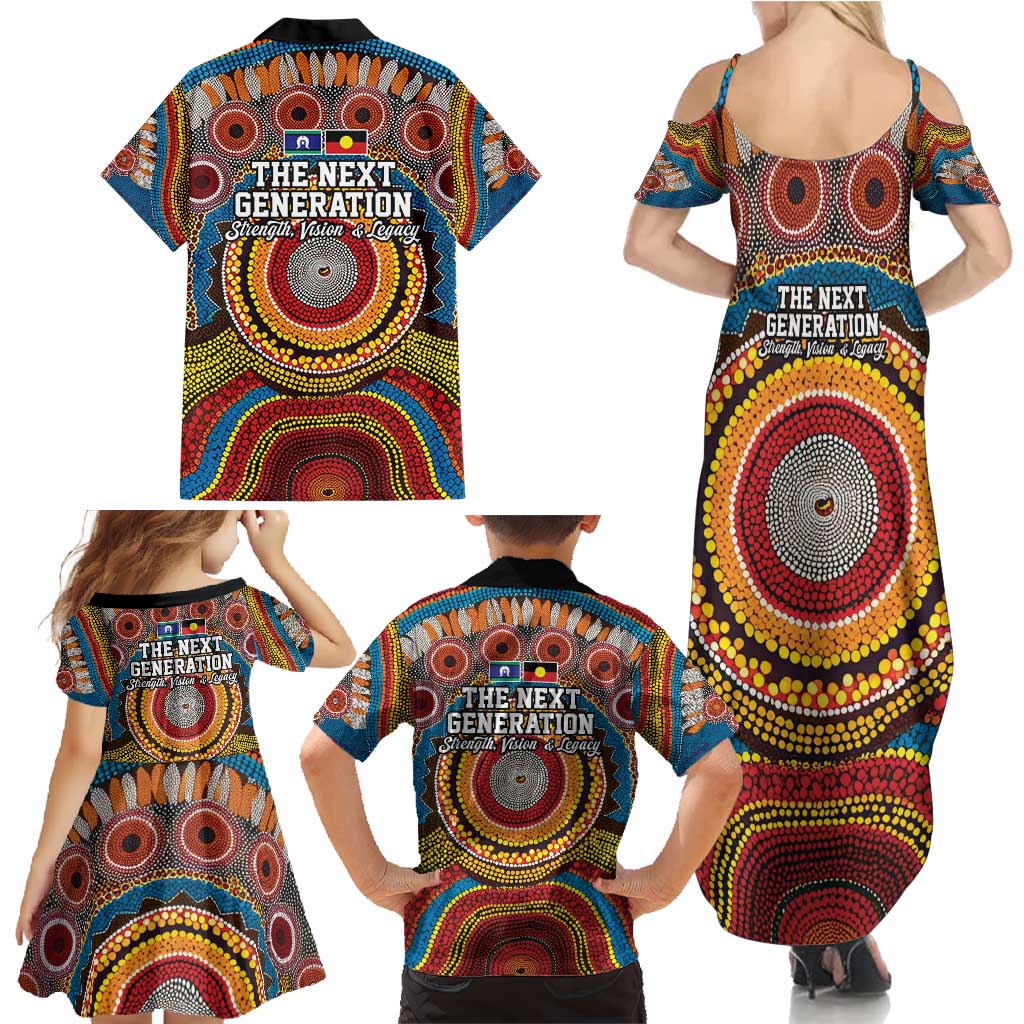 A Bright Future NAIDOC 2025 Family Matching Summer Maxi Dress and Hawaiian Shirt Aboriginal Indigenous Art