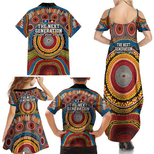 A Bright Future NAIDOC 2025 Family Matching Summer Maxi Dress and Hawaiian Shirt Aboriginal Indigenous Art