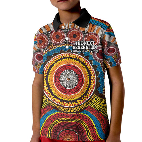 A Bright Future NAIDOC 2025 Kid Polo Shirt Aboriginal Indigenous Art