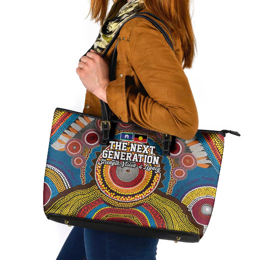 A Bright Future NAIDOC 2025 Leather Tote Bag Aboriginal Indigenous Art