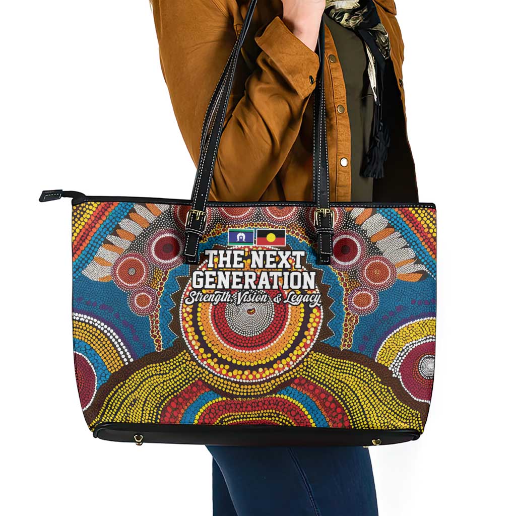A Bright Future NAIDOC 2025 Leather Tote Bag Aboriginal Indigenous Art