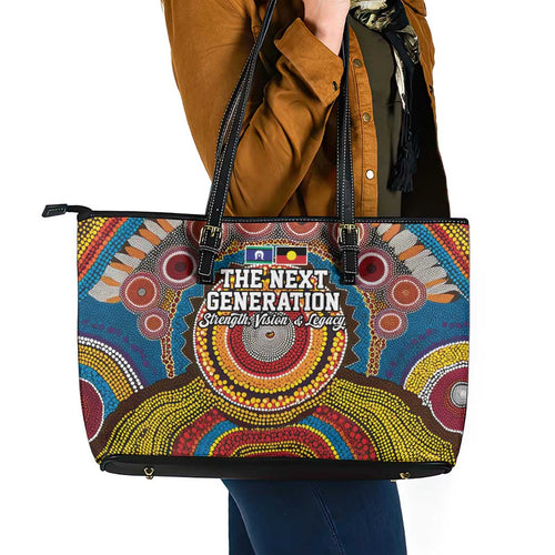 A Bright Future NAIDOC 2025 Leather Tote Bag Aboriginal Indigenous Art