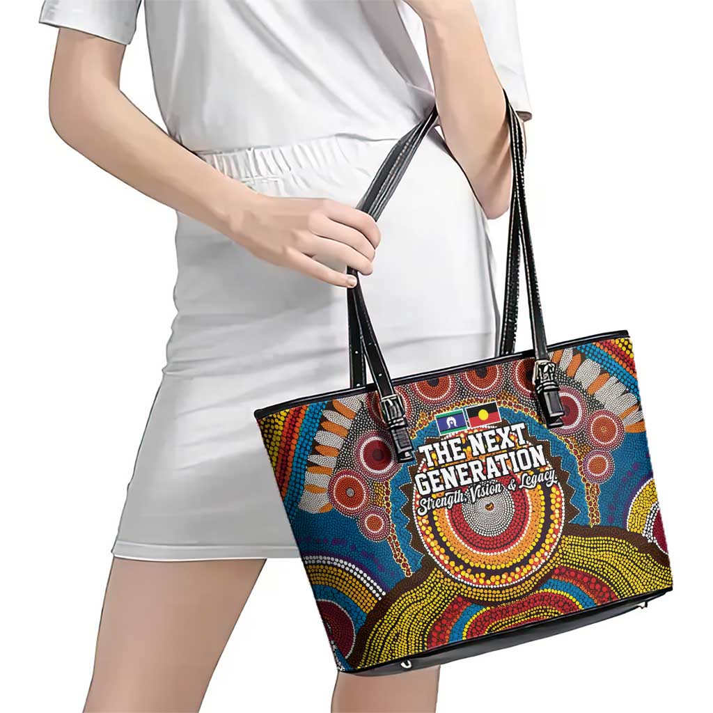 A Bright Future NAIDOC 2025 Leather Tote Bag Aboriginal Indigenous Art