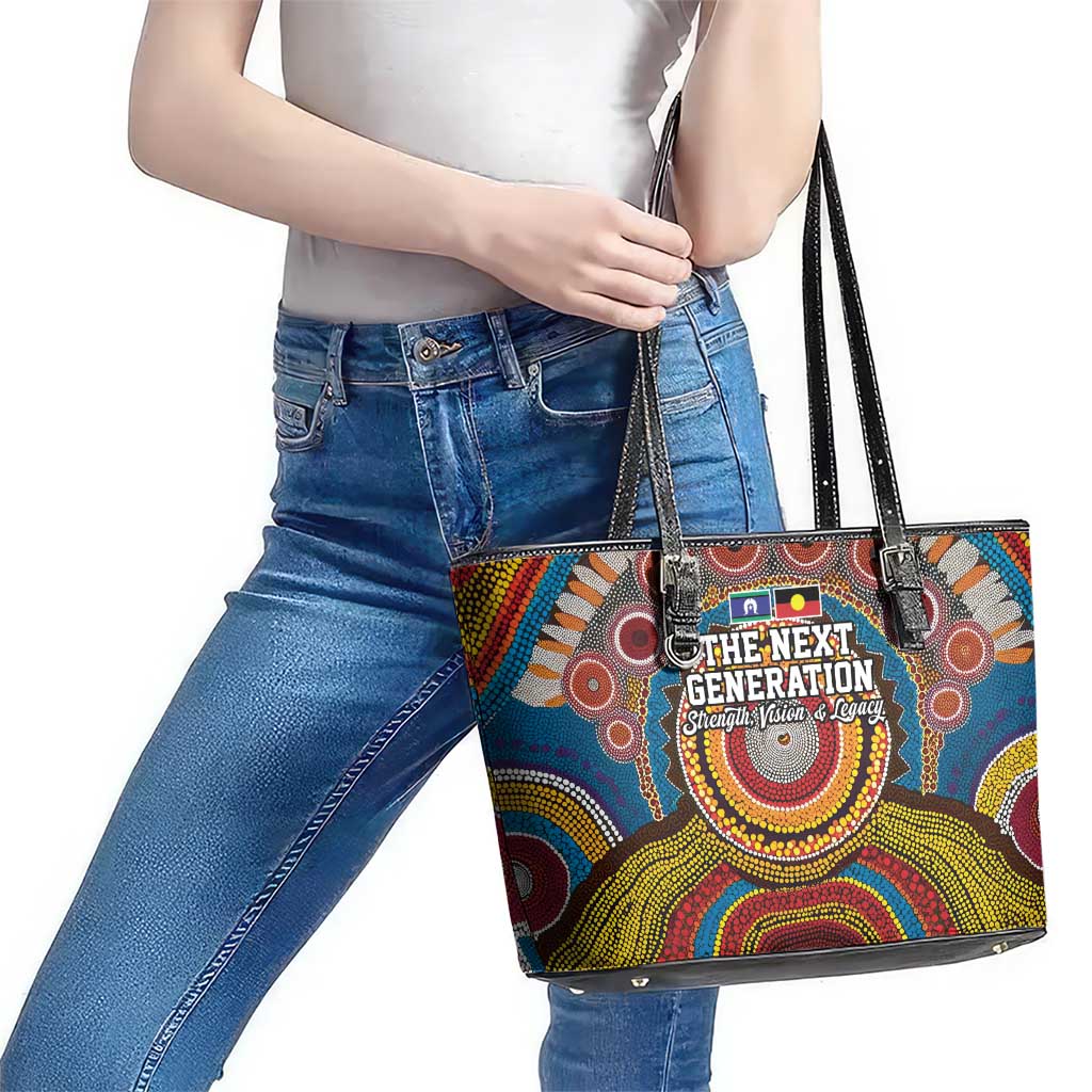 A Bright Future NAIDOC 2025 Leather Tote Bag Aboriginal Indigenous Art