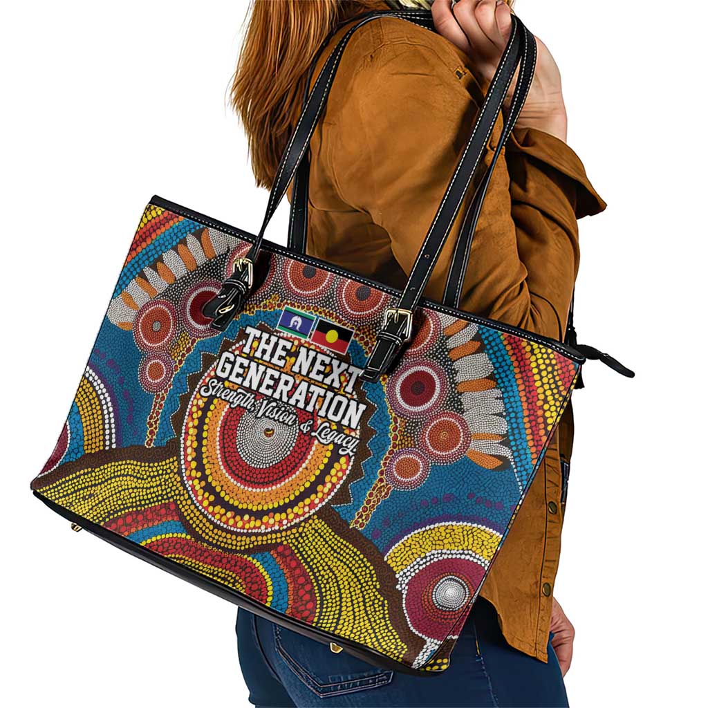 A Bright Future NAIDOC 2025 Leather Tote Bag Aboriginal Indigenous Art