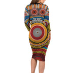 A Bright Future NAIDOC 2025 Long Sleeve Bodycon Dress Aboriginal Indigenous Art