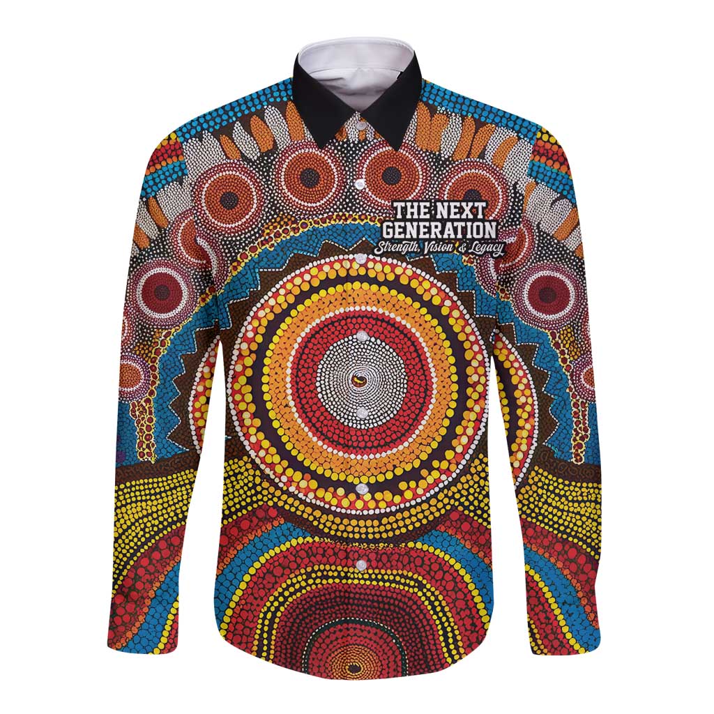 A Bright Future NAIDOC 2025 Long Sleeve Button Shirt Aboriginal Indigenous Art