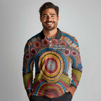 A Bright Future NAIDOC 2025 Long Sleeve Polo Shirt Aboriginal Indigenous Art