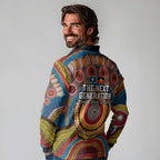 A Bright Future NAIDOC 2025 Long Sleeve Polo Shirt Aboriginal Indigenous Art