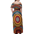 A Bright Future NAIDOC 2025 Off Shoulder Maxi Dress Aboriginal Indigenous Art