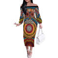 A Bright Future NAIDOC 2025 Off The Shoulder Long Sleeve Dress Aboriginal Indigenous Art
