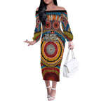 A Bright Future NAIDOC 2025 Off The Shoulder Long Sleeve Dress Aboriginal Indigenous Art