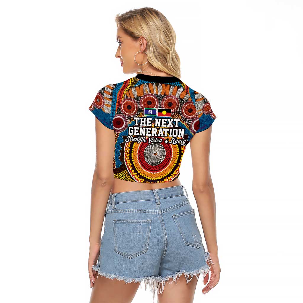 A Bright Future NAIDOC 2025 Raglan Cropped T Shirt Aboriginal Indigenous Art