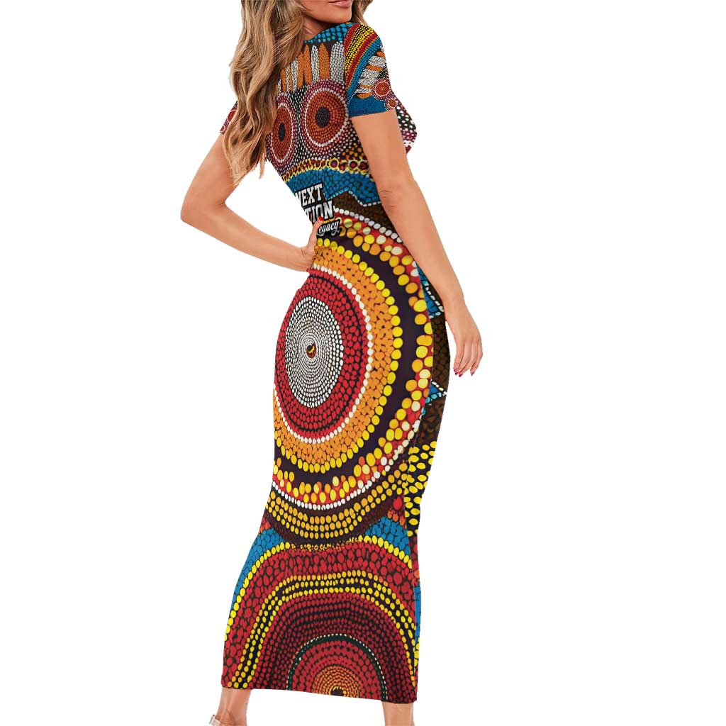 A Bright Future NAIDOC 2025 Short Sleeve Bodycon Dress Aboriginal Indigenous Art