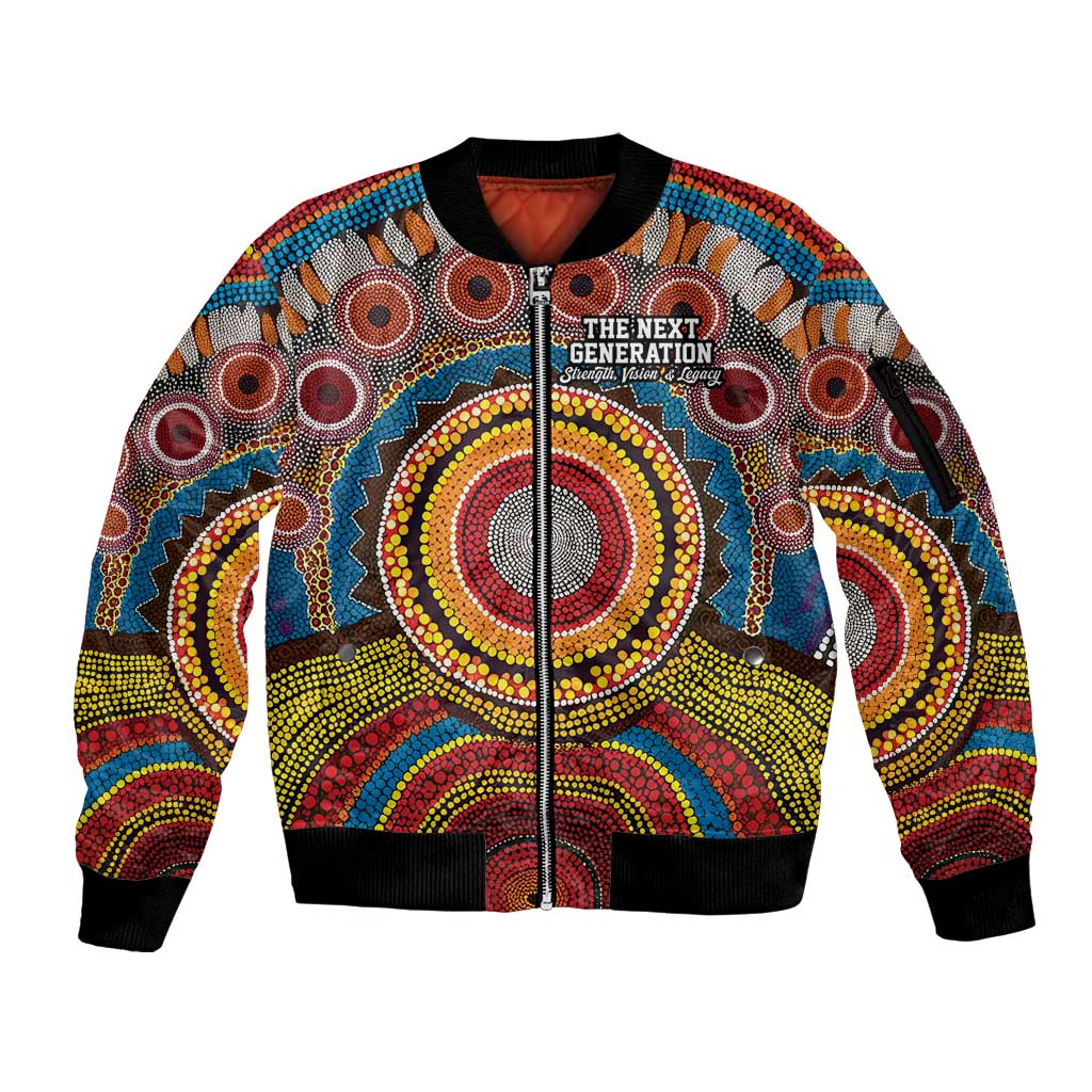 A Bright Future NAIDOC 2025 Sleeve Zip Bomber Jacket Aboriginal Indigenous Art