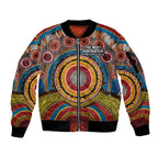 A Bright Future NAIDOC 2025 Sleeve Zip Bomber Jacket Aboriginal Indigenous Art