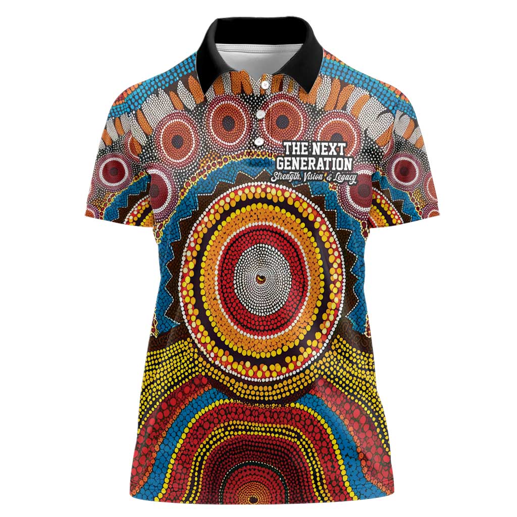A Bright Future NAIDOC 2025 Women Polo Shirt Aboriginal Indigenous Art