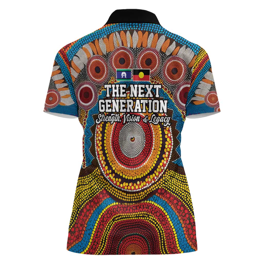 A Bright Future NAIDOC 2025 Women Polo Shirt Aboriginal Indigenous Art
