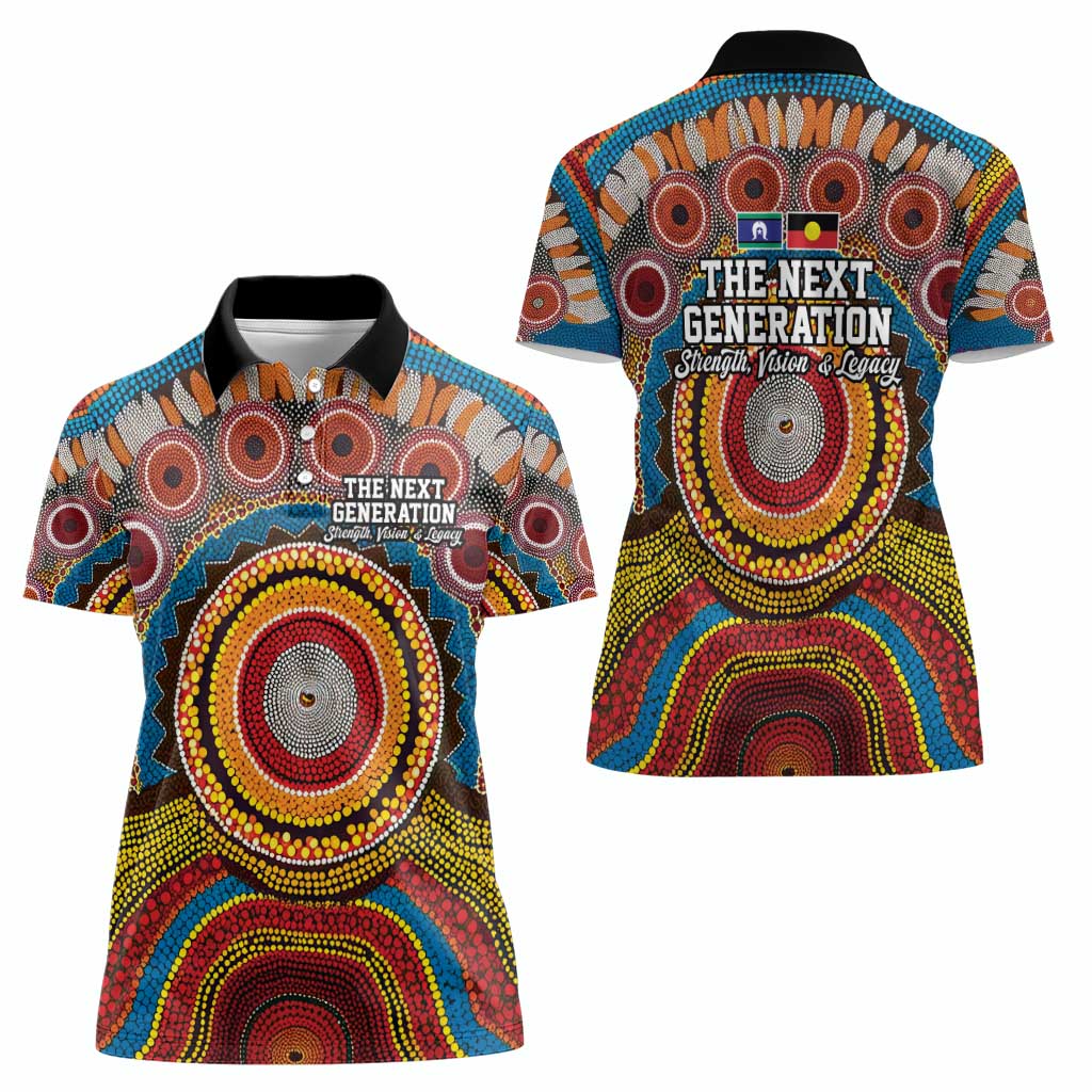 A Bright Future NAIDOC 2025 Women Polo Shirt Aboriginal Indigenous Art
