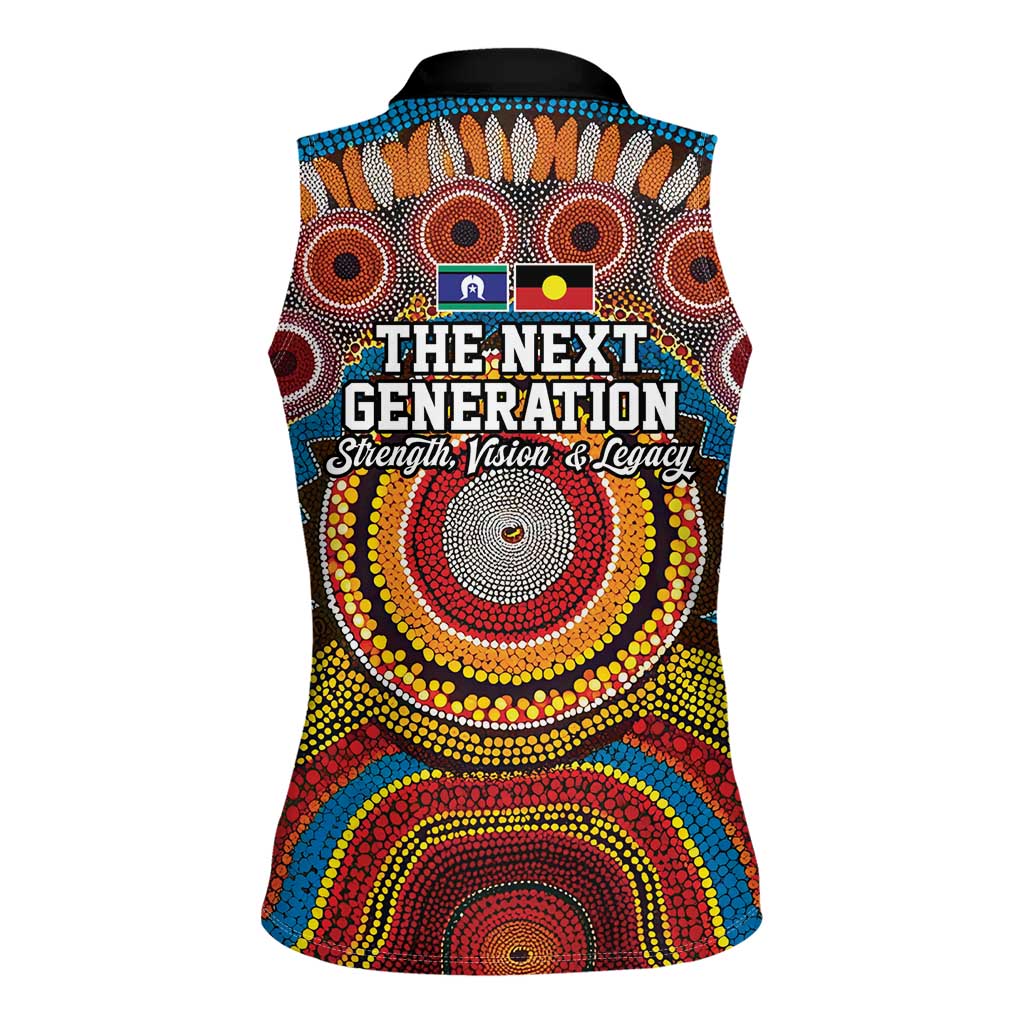 A Bright Future NAIDOC 2025 Women Sleeveless Polo Shirt Aboriginal Indigenous Art