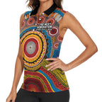 A Bright Future NAIDOC 2025 Women Sleeveless Polo Shirt Aboriginal Indigenous Art
