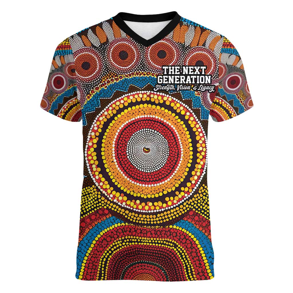 A Bright Future NAIDOC 2025 Women V-Neck T-Shirt Aboriginal Indigenous Art